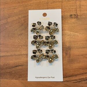 J. Crew Gold  Floral Stud Earrings